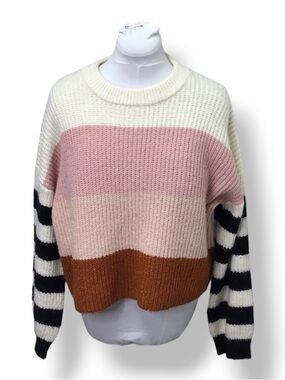 Harper Heritage Women’s Oversize Cropped Color-Block Sweater, size L